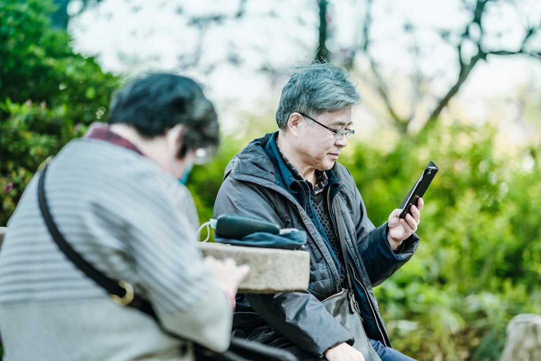 senior using smartphone
