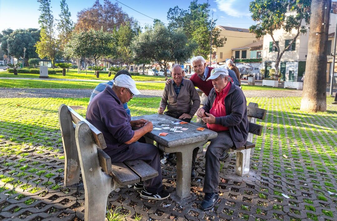 seniors playing board games
