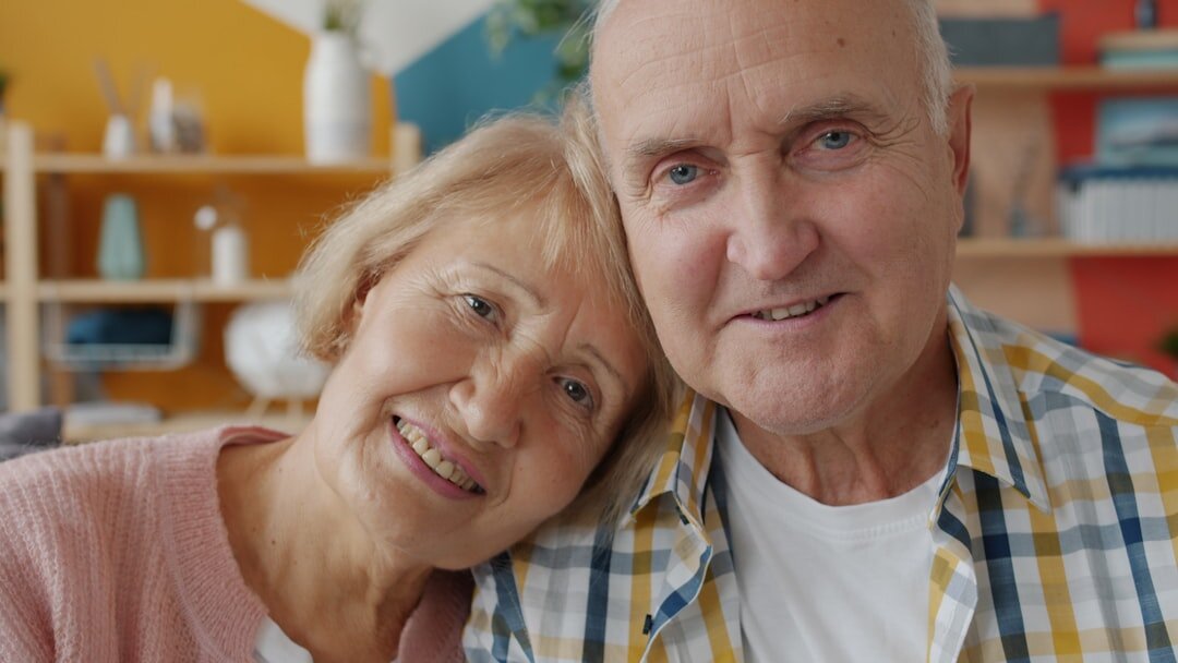 elderly couple video calling